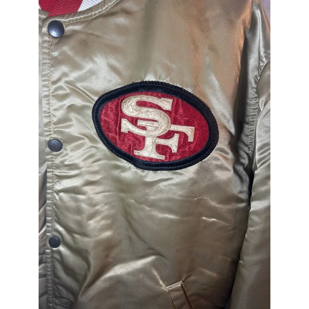Vintage 90s Starter Satin San Francisco 49ers Gold Pro Line Jacket USA Mens L